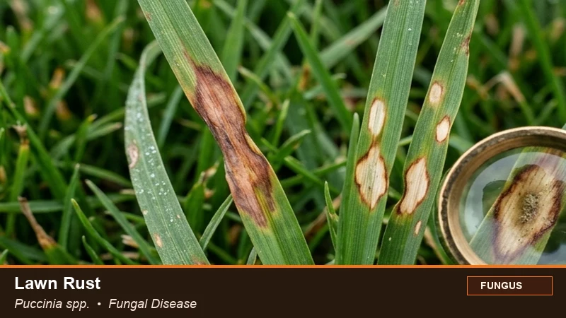 Pathology field specimen of Lawn Rust (Puccinia spp.)