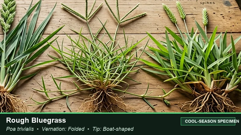 Botanical field specimen of Rough Bluegrass (Poa trivialis) (Poa trivialis)