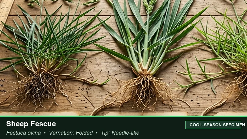 Botanical field specimen of Sheep Fescue (Festuca ovina)