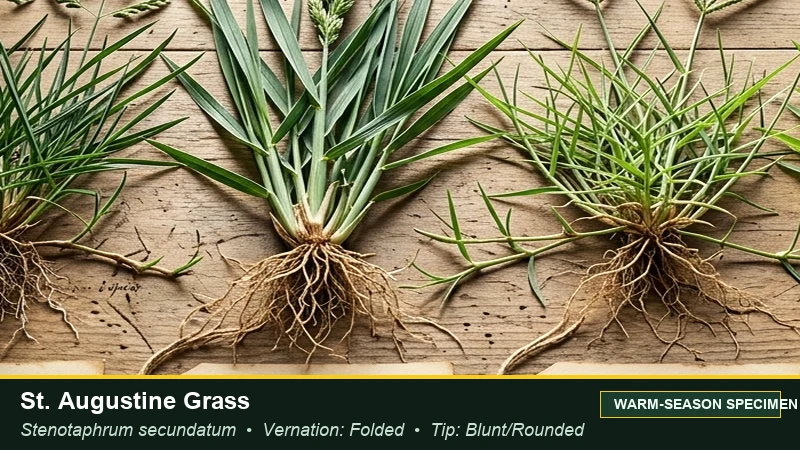 Botanical field specimen of St. Augustine Grass (Stenotaphrum secundatum)