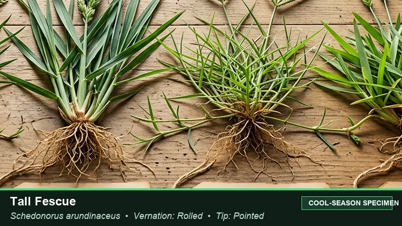 Botanical field specimen of Tall Fescue (Festuca arundinacea)