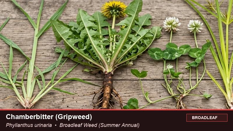Botanical field specimen of Chamberbitter (Gripweed) (Phyllanthus urinaria)