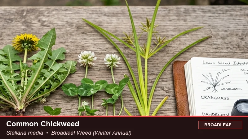 Botanical field specimen of Common Chickweed (Stellaria media)