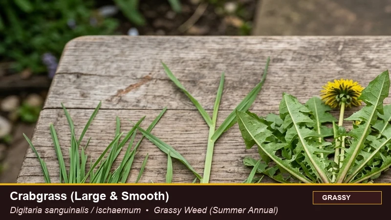 Botanical field specimen of Crabgrass (Large & Smooth) (Digitaria sanguinalis / ischaemum)