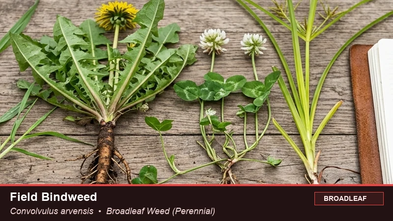 Botanical field specimen of Field Bindweed (Convolvulus arvensis)