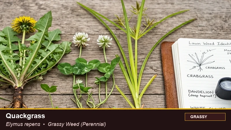Botanical field specimen of Quackgrass (Elymus repens)