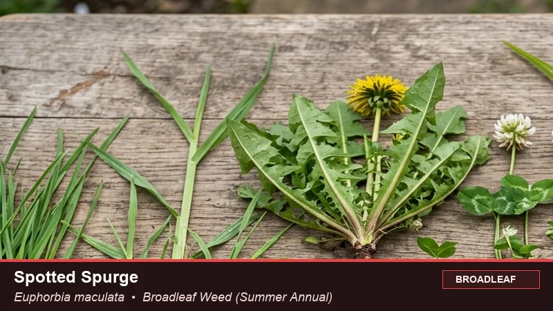 Botanical field specimen of Spotted Spurge (Euphorbia maculata)