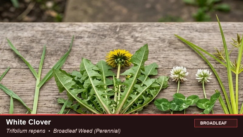 Botanical field specimen of White Clover (Trifolium repens)