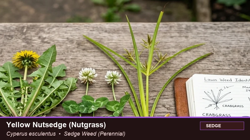 Botanical field specimen of Yellow Nutsedge (Nutgrass) (Cyperus esculentus)